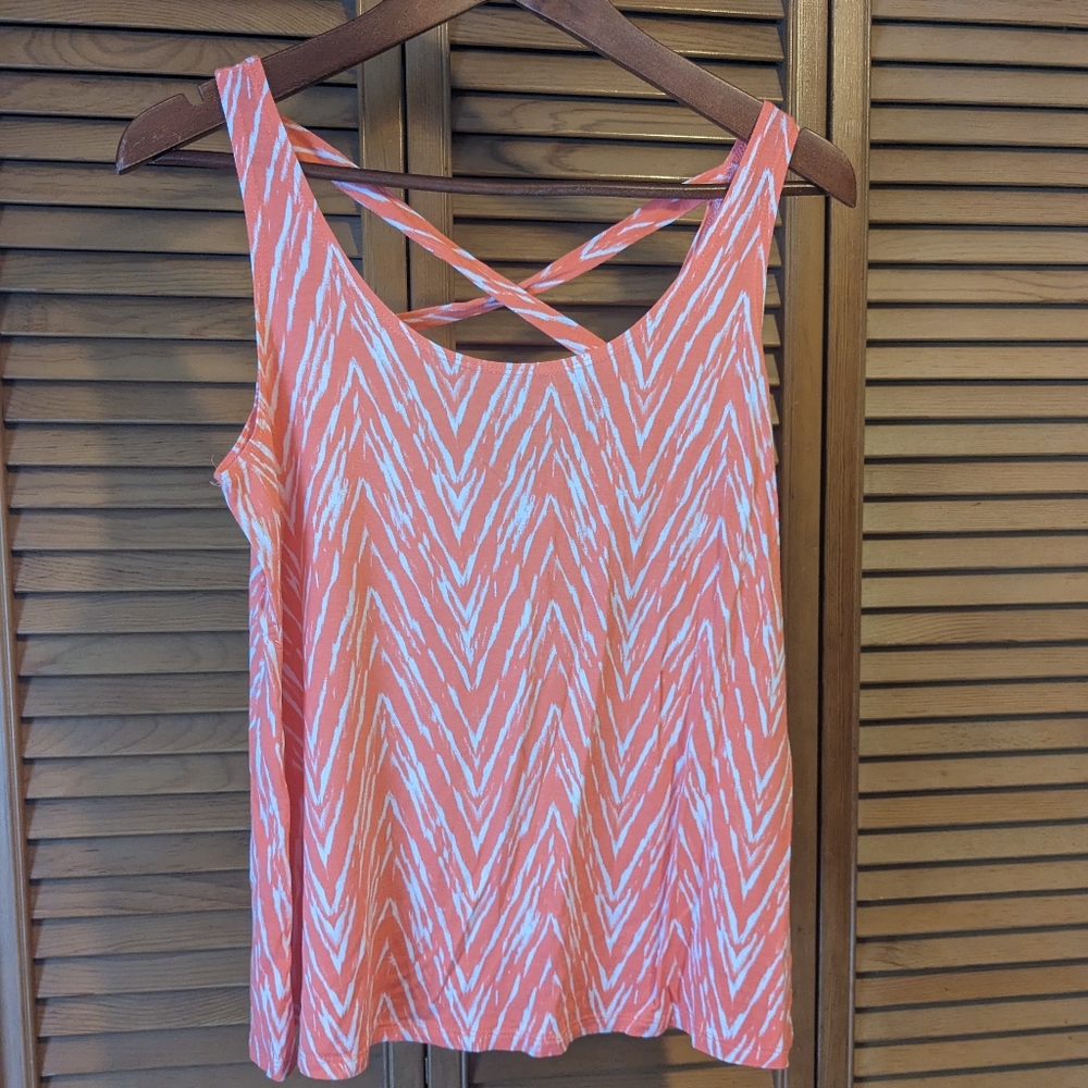 Smart Set Coral & White Criss-Cross Back Cami